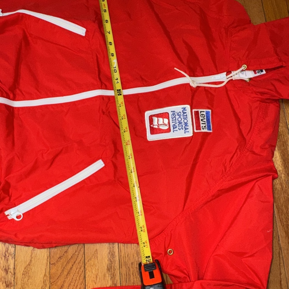 Vintage 60s Levis Hooded National Sports Festival Jacket Light Windbreaker M Red - Picture 4 of 13